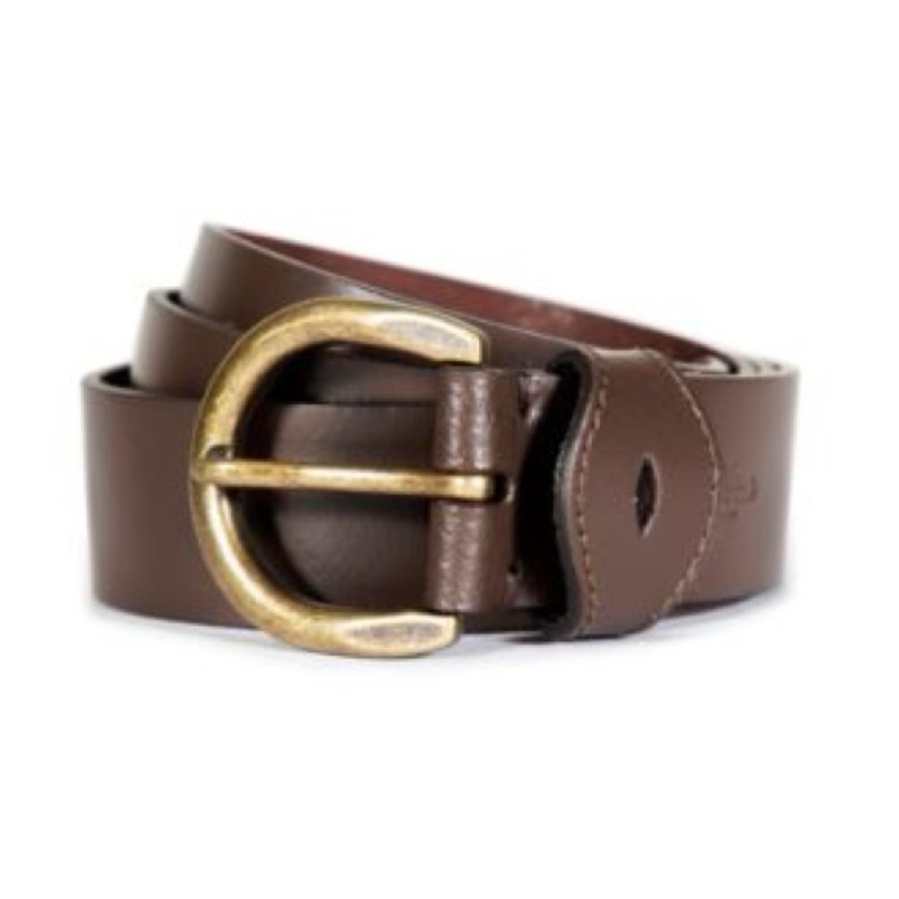 Frye Brown Leather Belt with Gold Buckle XL